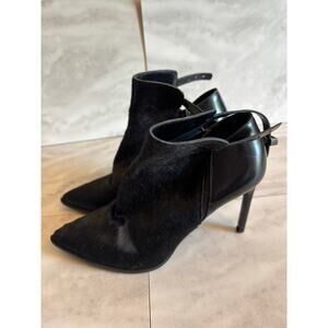 Vince Calla Pointed Toe Calf Hair Bootie Black Cherry Size 9.5 Leather Side Zip